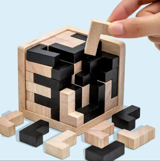 Träkub pussel 3D